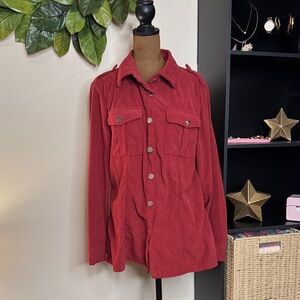 Red Corduroy Button-Up Jacket